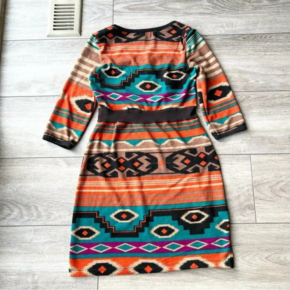Yumi Boho Multiple Colour  Aztec Tribal Pattern Sweater Dress - Picture 13 of 14